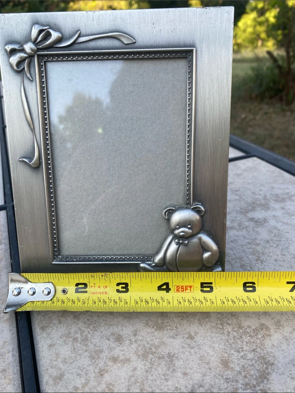 1997 HB Group Metallic Teddy Bear Motif Photo Frame Outside 5.25
